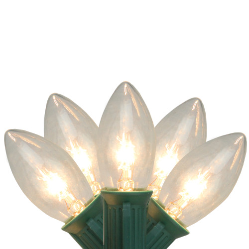 25-Count Clear Transparent C9 Christmas String Light Set, 24ft Green Wire