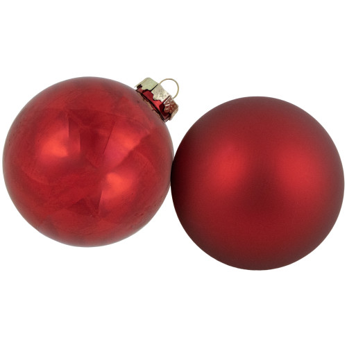 96ct Red and Gold 2-Finish Glass Ball Christmas Ornaments 3.25" (80mm)