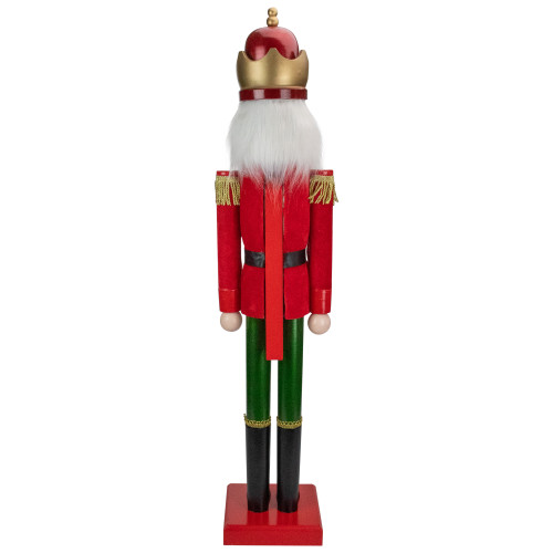 35.5" Red and Green Velvet Wooden Christmas Nutcracker King