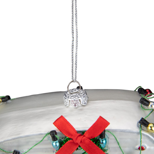 5" Red and White Vintage Camper Glass Christmas Ornament