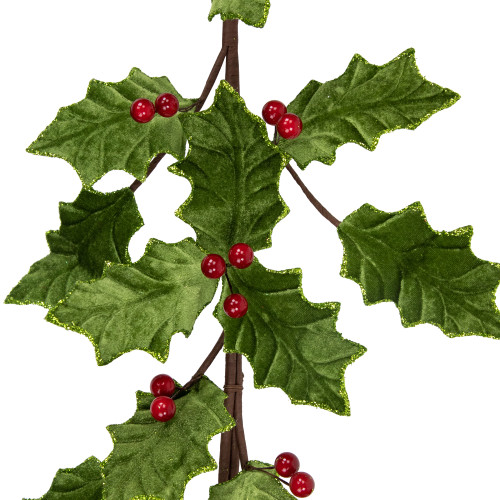 Glittered Holly with Berry Christmas Garland - 3.5' x 9" - Unlit