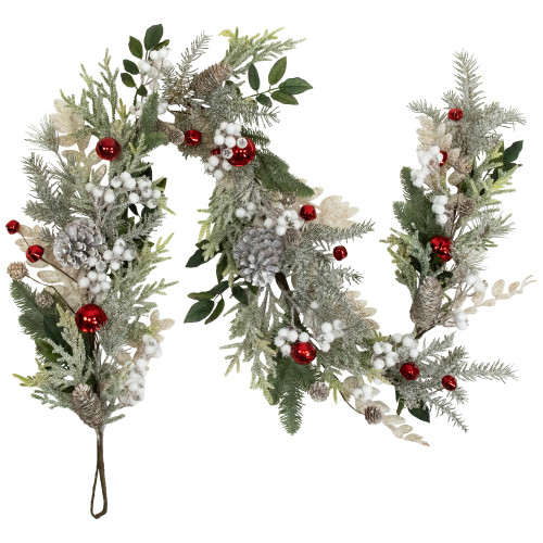 Frosted Pinecones and Berries Artificial Christmas Garland - 6' x 8" - Unlit