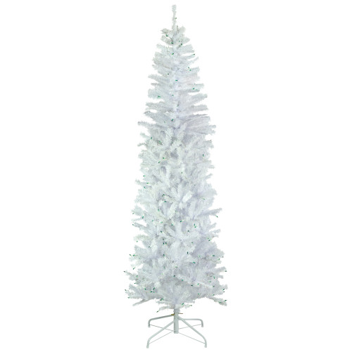 6.5' Pre-Lit Woodbury White Pine Pencil Artificial Christmas Tree, Green Lights