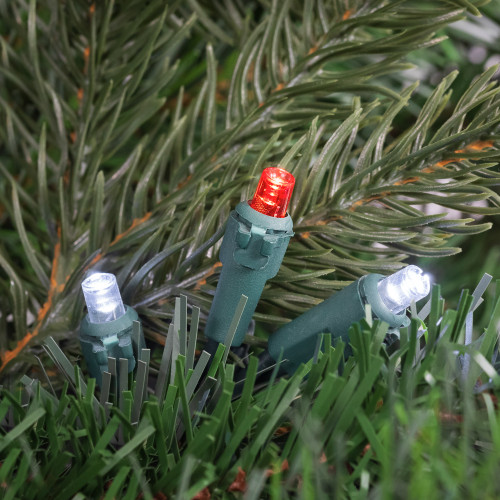 50ct Red and White LED Wide Angle Christmas Lights, 16.25ft Green Wire