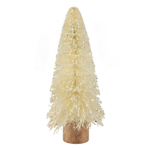 Glittered Sisal Christmas Tree Decoration - 11.5" - Cream