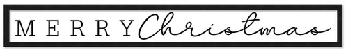 Giant Merry Christmas 6.5" x 49.5" Framed Christmas Wall Decor Art Print Sign Poster in a Black Wooden Frame with UV Acrylic and Hangers