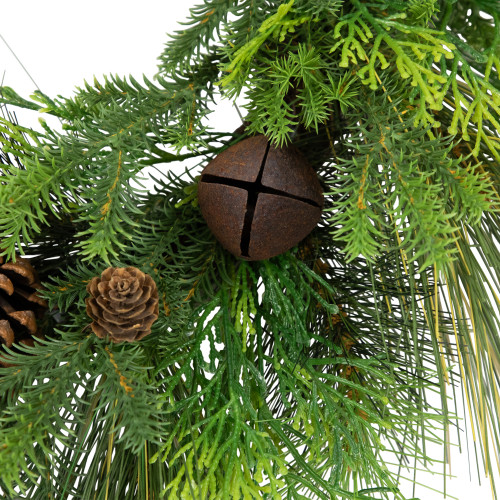 Real Touch?? Pinecones and Jingle Bells Artificial Christmas Wreath - 26" - Unlit