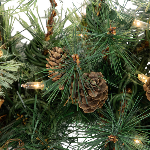 Pre-Lit Country Pine and Mini Pinecone Artificial Christmas Swag - 6' - Clear Lights