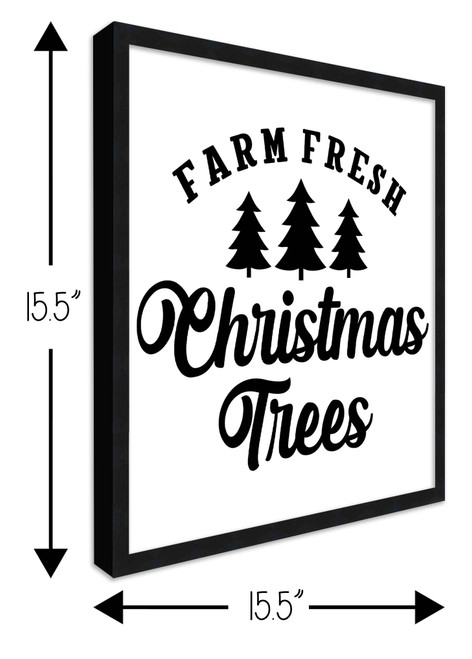 Black and White Christmas Trees 15.5" x 15.5" Framed Christmas Wall Decor Art Print Sign Poster in a Black Wooden Frame with UV Acrylic and Hangers