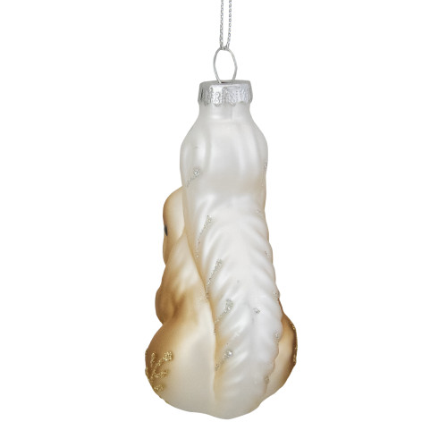3.75" Brown and White Glass Squirrel with Nut Christmas Ornament