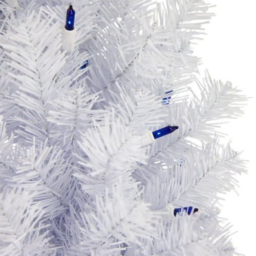 Pre-Lit Geneva White Spruce Artificial Christmas Wreath, 24-Inch, Blue Lights