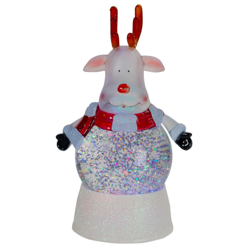 LED Lighted Color Changing Reindeer Christmas Snow Globe - 8"