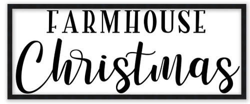 Farmhouse Christmas 10.5" x 25.5" Framed Christmas Wall Decor Art Print Sign Poster in a Black Wooden Frame with UV Acrylic and Hangers