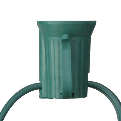 Commercial C9 Christmas Light Socket Set - 100' - 12" Spacing Green Wire