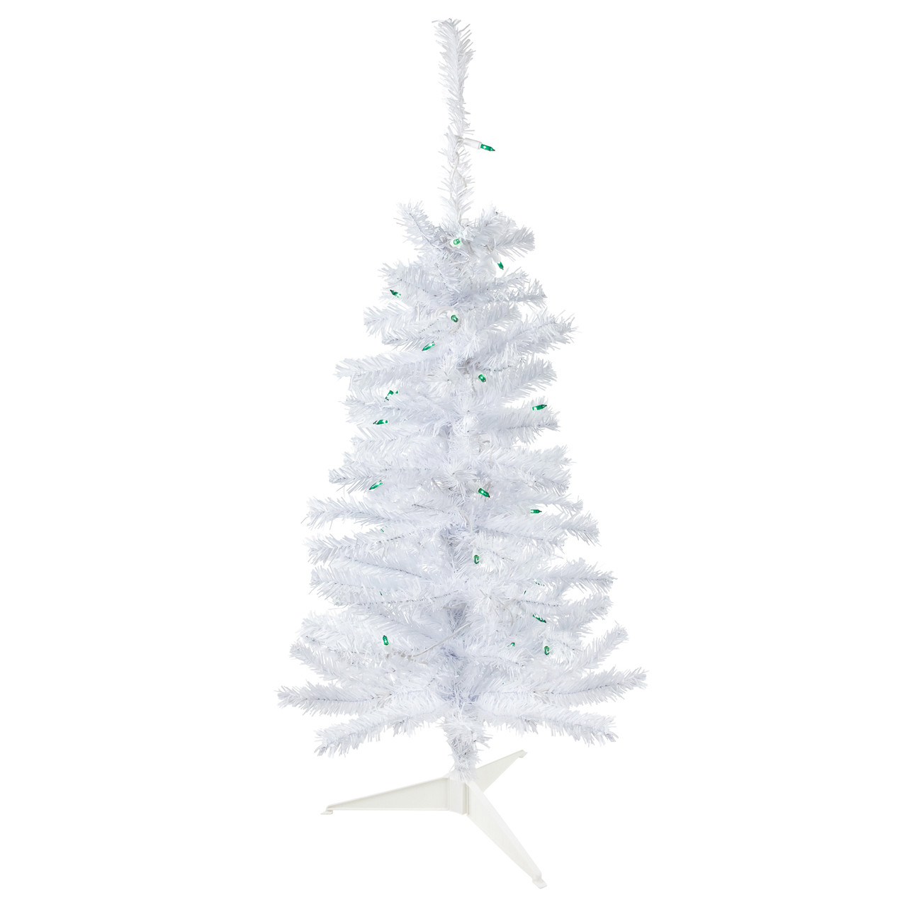 3' Pre-Lit Woodbury White Pine Slim Artificial Christmas Tree, Green Lights