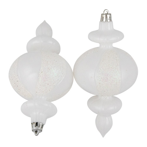 8-Count White Shatterproof Finial Christmas Ornaments, 6"