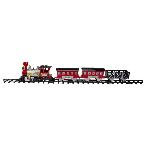 24-Piece Battery Operated Lighted and Animated Christmas Train Set with Sound