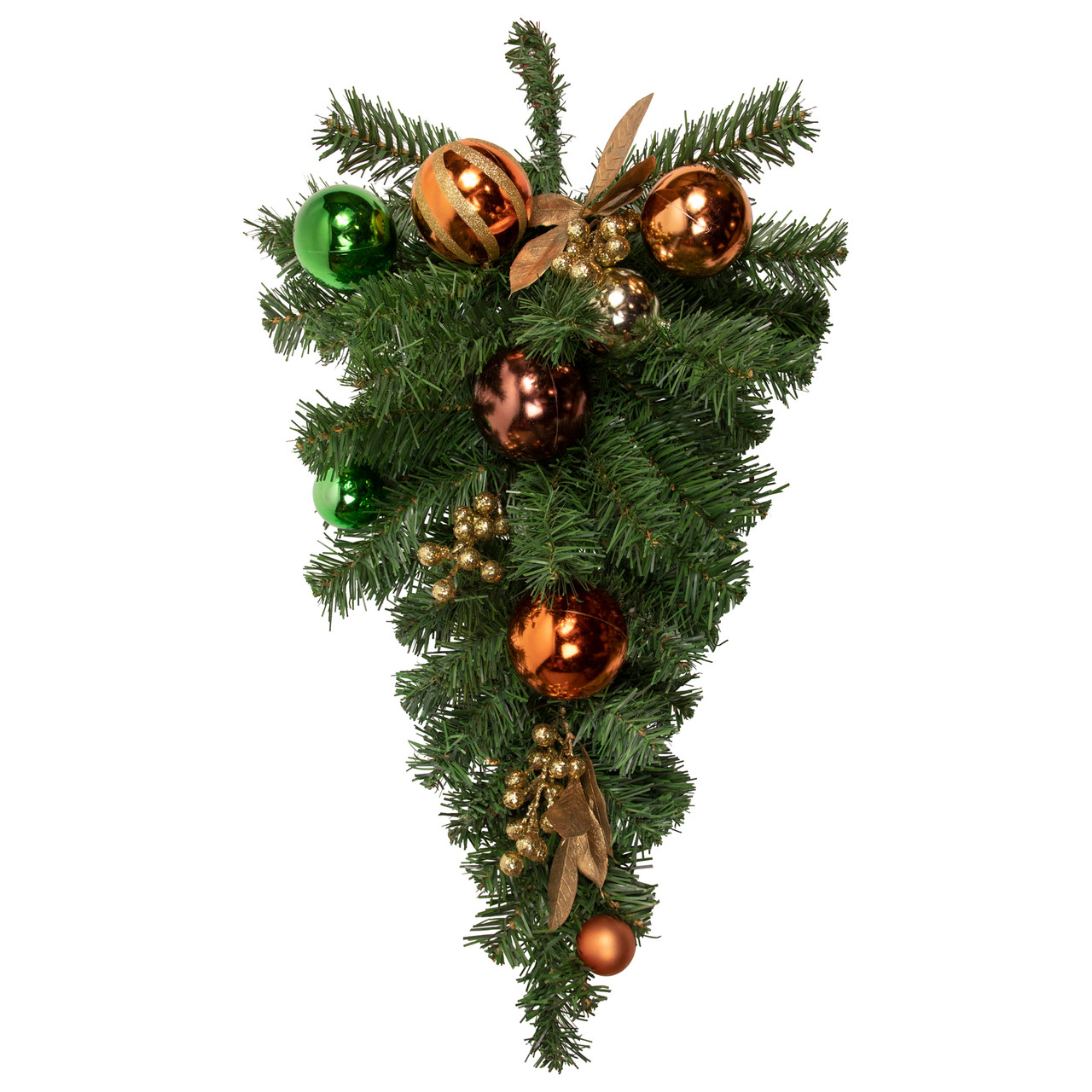 Pine Foliage with Ornaments Artificial Christmas Teardrop Swag - 30" - Unlit