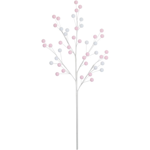 24" Pink and White Pom Pom Christmas Spray