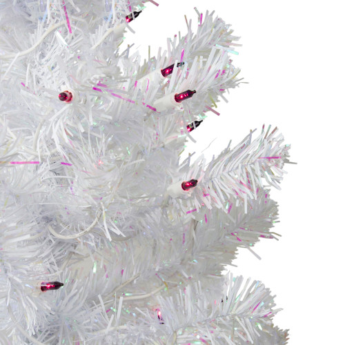 3' Pre-Lit White Medium Iridescent Pine Artificial Christmas Tree - Purple Lights
