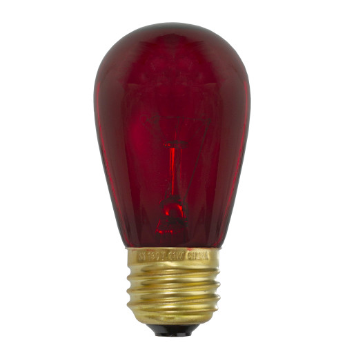 Pack of 25 Incandescent Red E26 Base Replacement S14 Light Bulbs - 11 Watts