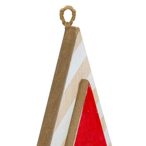 16�� Red and White Merry Little Christmas Tree Wooden Hanging Wall Sign