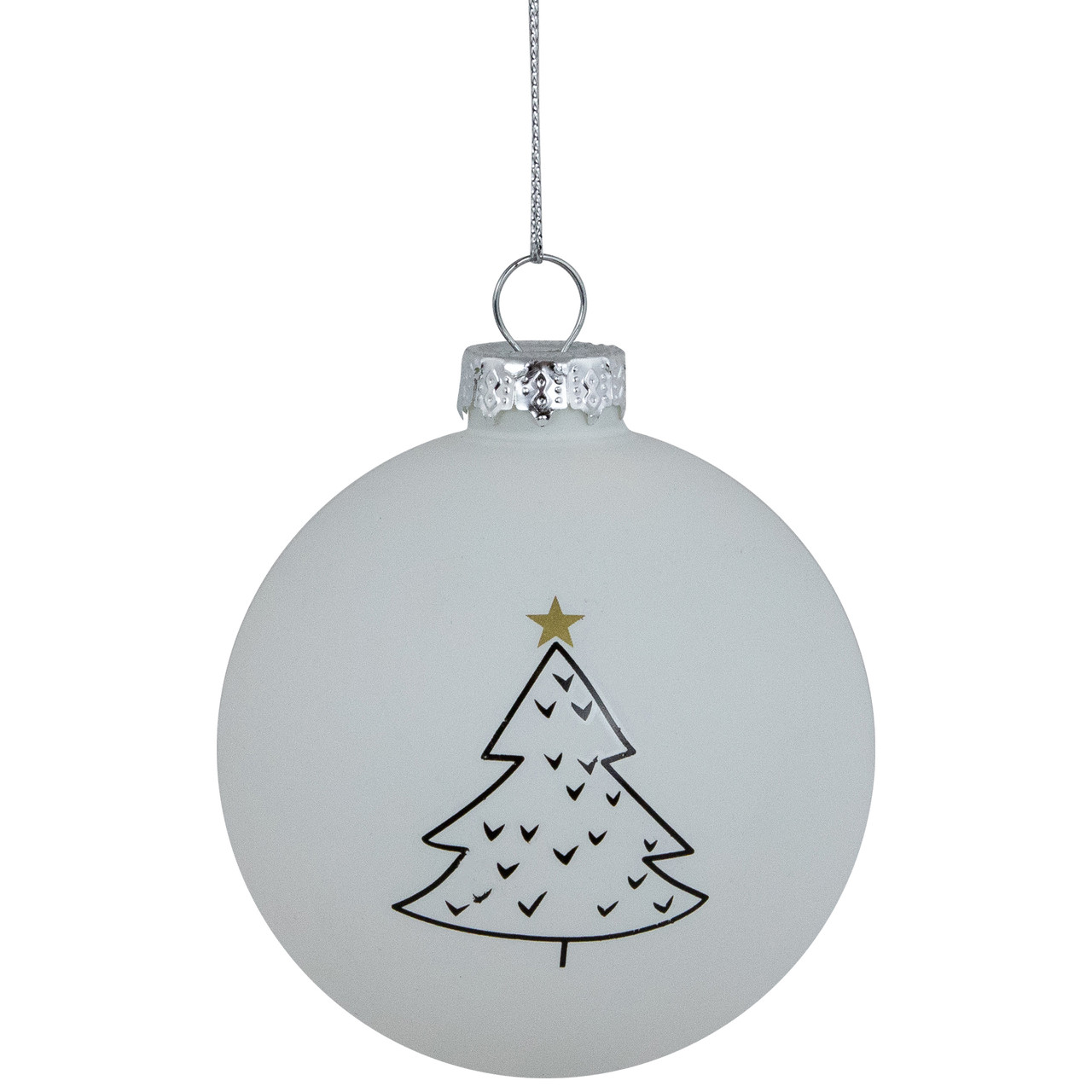 4ct Matte White Christmas Tree Glass Ball Ornaments 3"