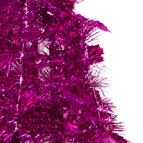 4' Pink Tinsel Pop-Up Artificial Christmas Tree, Unlit