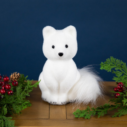 Sitting Artic Fox Pup Christmas Figurine - 7.5"