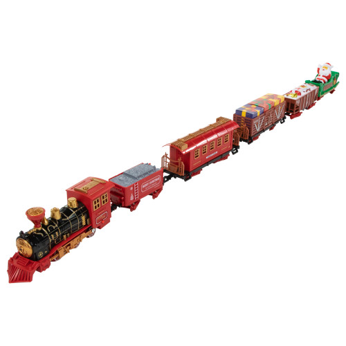 22pc Red Battery Operated Lighted and Animated Christmas Train Set with Music and Sound