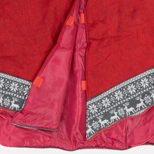 50" Red and Gray Snowflake and Reindeer Christmas Tree Skirt