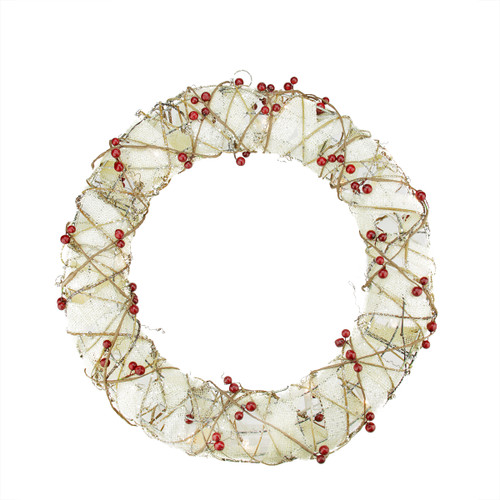Pre-Lit Berry Artificial Christmas Wreath - 18-Inch, Clear Lights