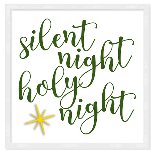 Silent Night Holy Night 15.5" x 15.5" Framed Christmas Wall Decor Art Print Sign Poster in a Natural Wooden Frame with UV Acrylic and Hangers