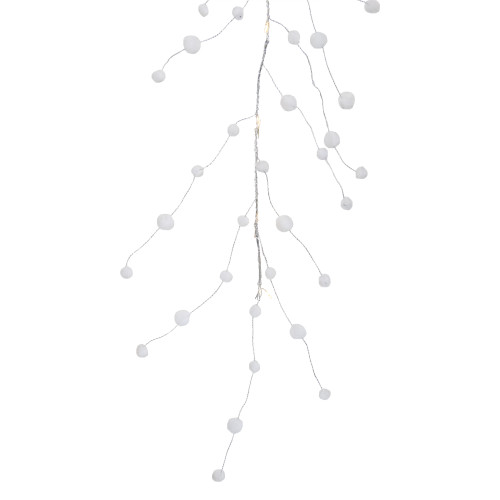 10-Count B/O Warm White LED Pom Pom Garland Christmas Lights - 3' Clear Wire
