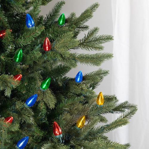 25ct Multi-Color LED C7 Christmas Light Set, 16ft Green Wire