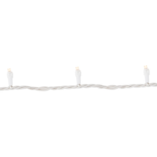 50ct Warm White LED Wide Angle Christmas Lights, 16.25ft White Wire