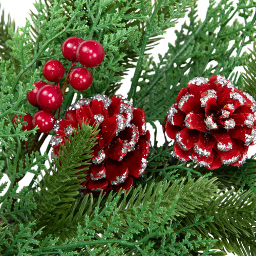 Real Touch?? Wind River Fir with Glittered Pinecones Artificial Christmas Wreath - 24" - Unlit