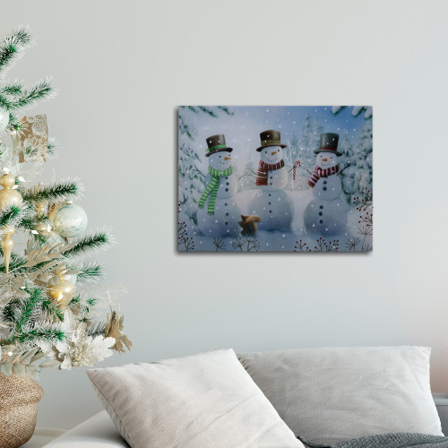 Battery Operated Lighted Wall Art - Cheerful Snowmen