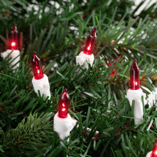 35-Count Red Mini Christmas Light Set, 7ft White Wire