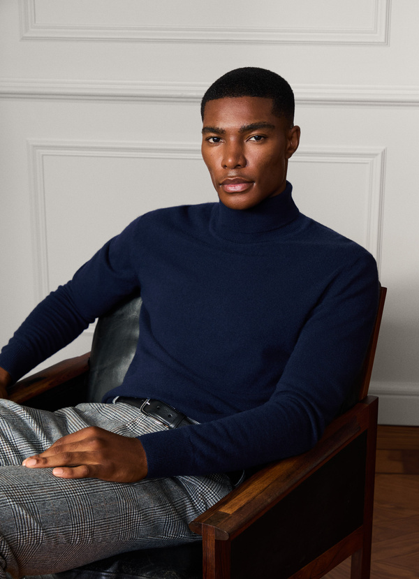pure cashmere roll neck jumper