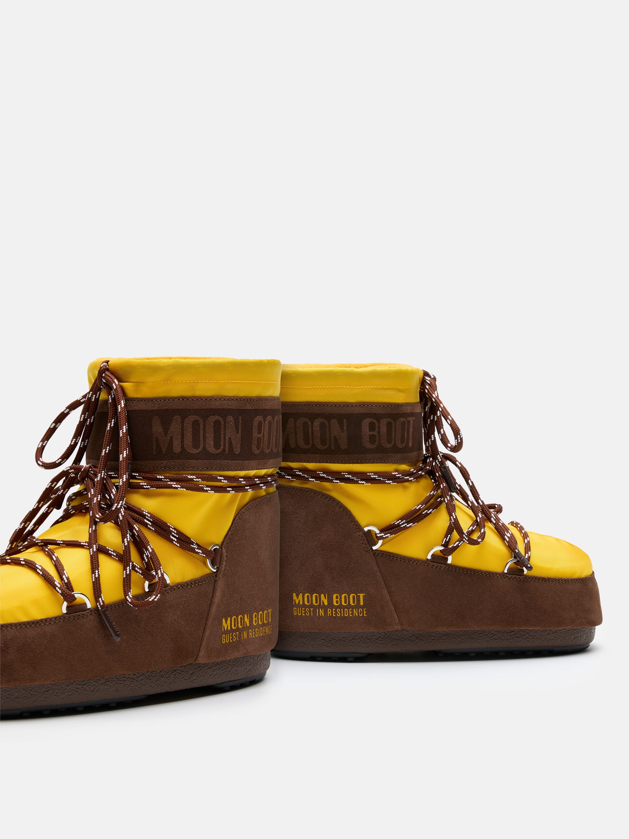 MOON BOOT X GUEST IN RESIDENCE ICON LOW NYLON SUNFLOWER & COCOA BOOTS