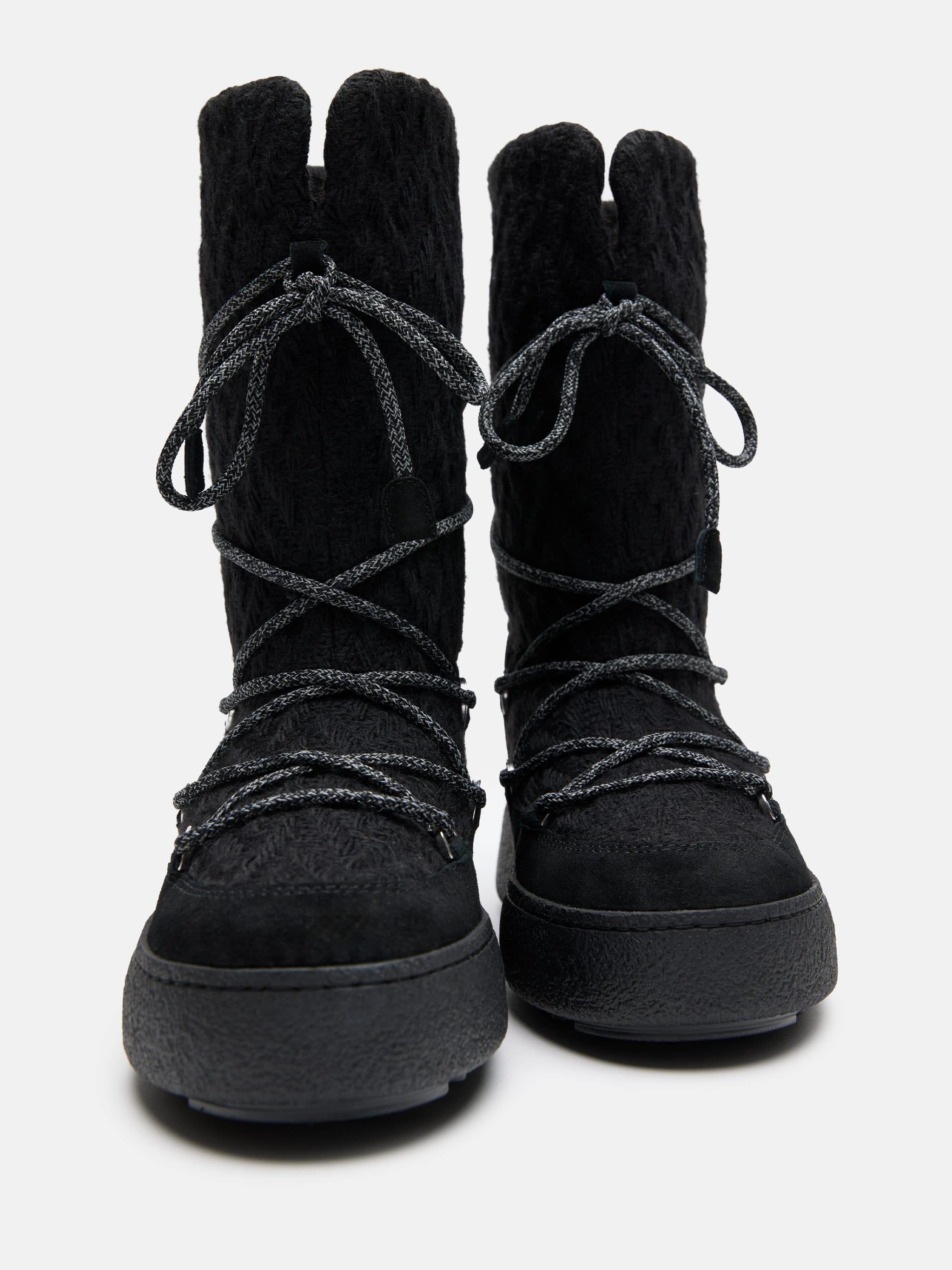 MOON BOOT X GUEST IN RESIDENCE LTRACK BLACK KNIT BOOTS