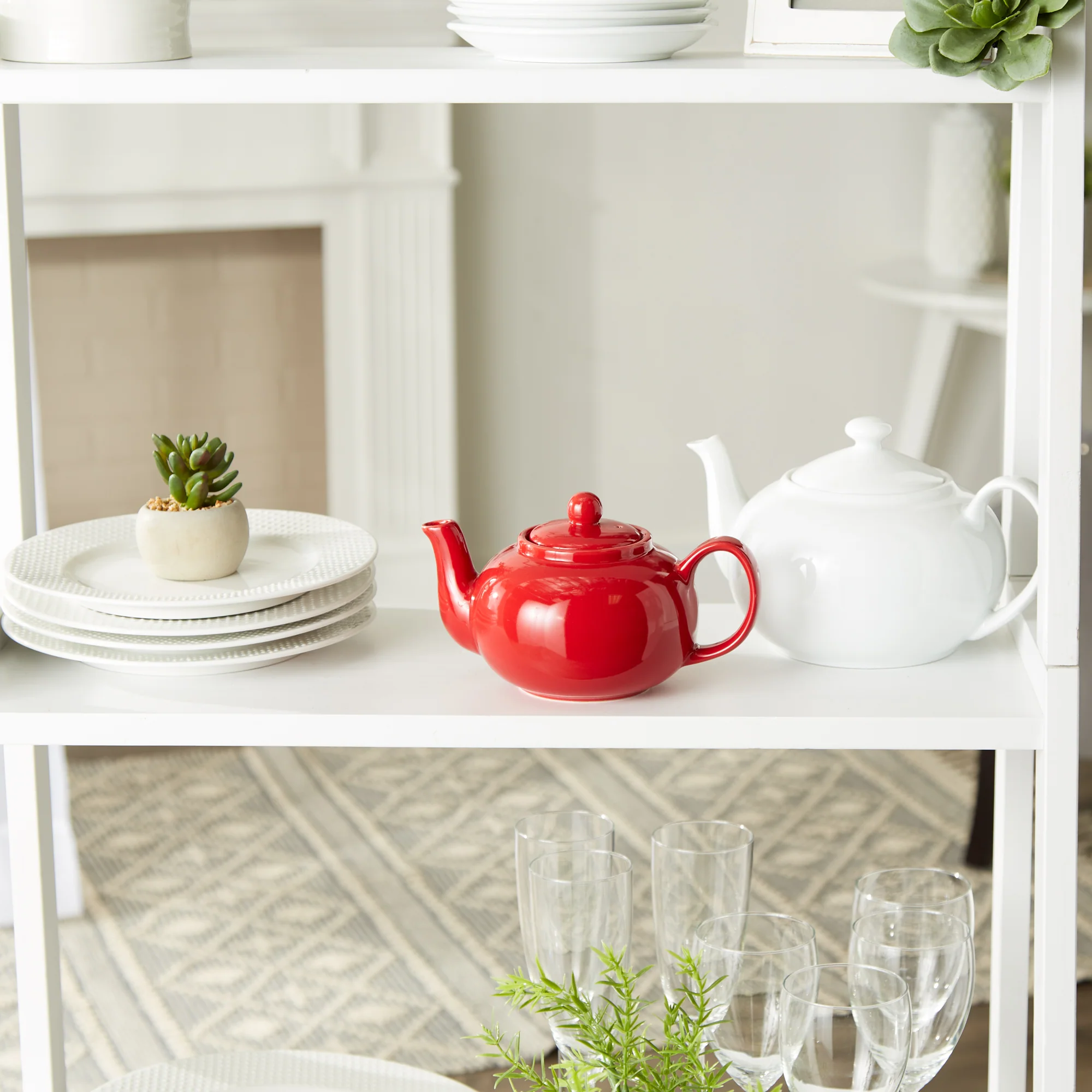 16Oz Stoneware Teapot - Red