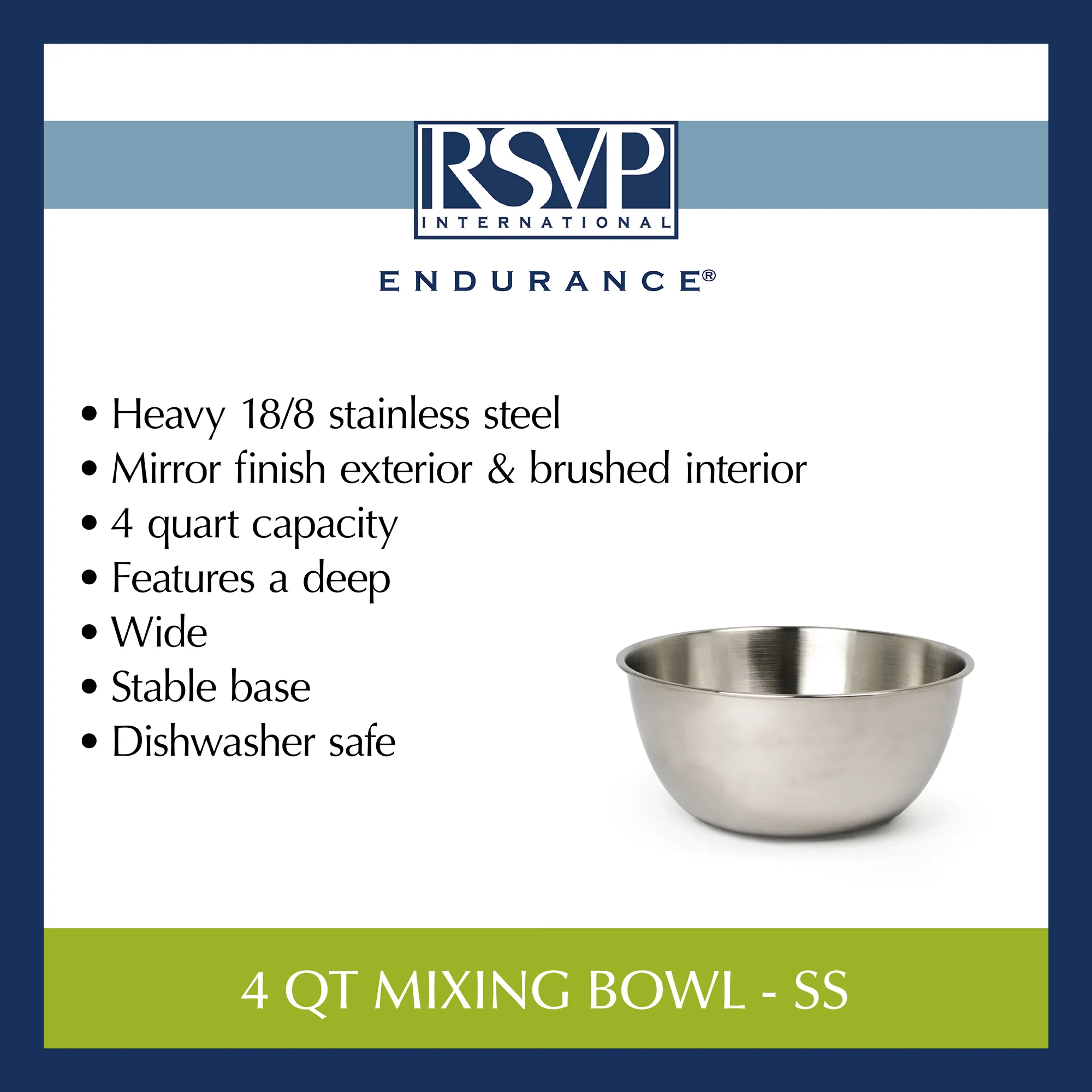 Endurance® 4 Qt Mixing Bowl - Stainless Steel