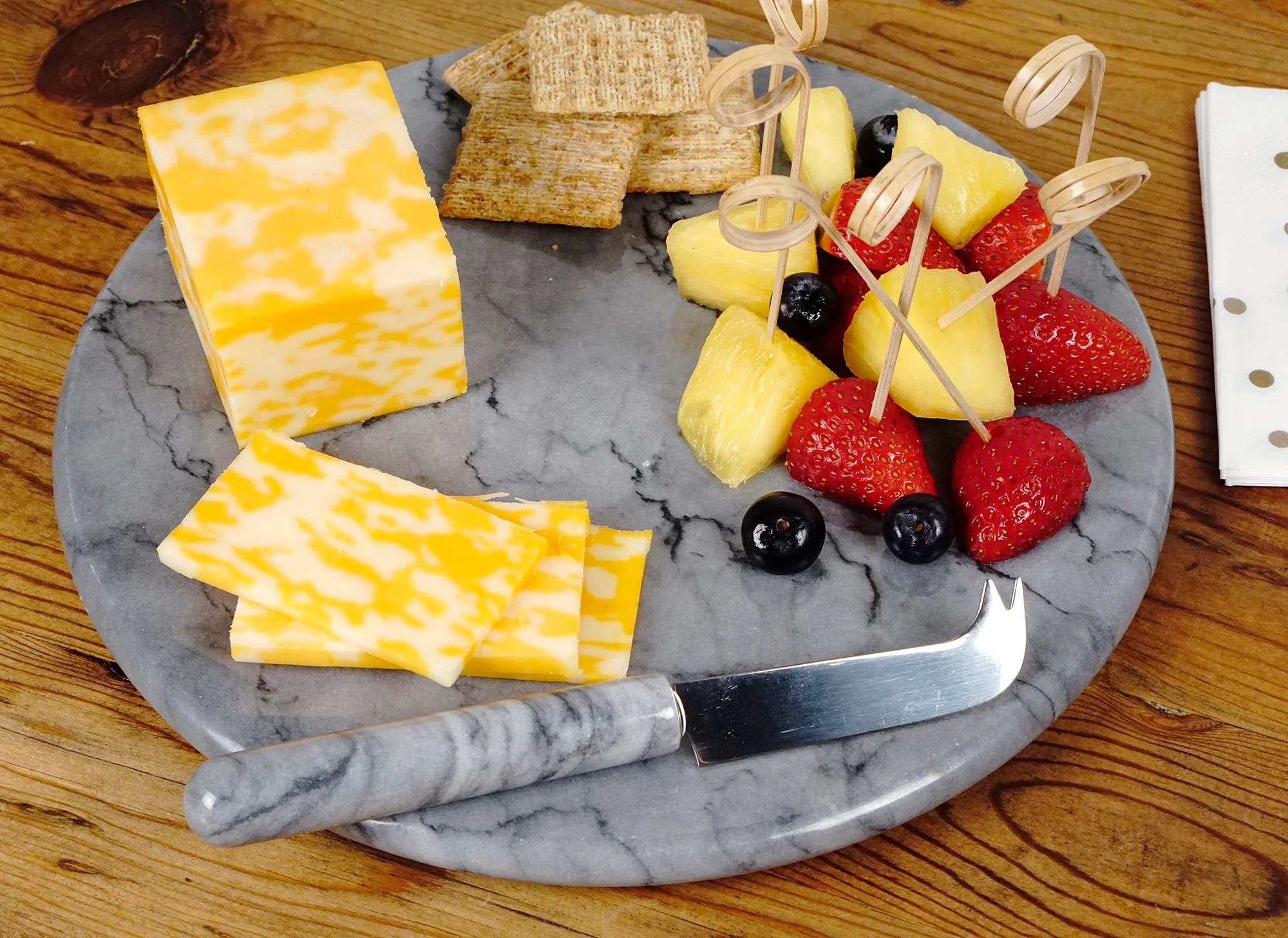 Grey Marble Cheese Board with Knife