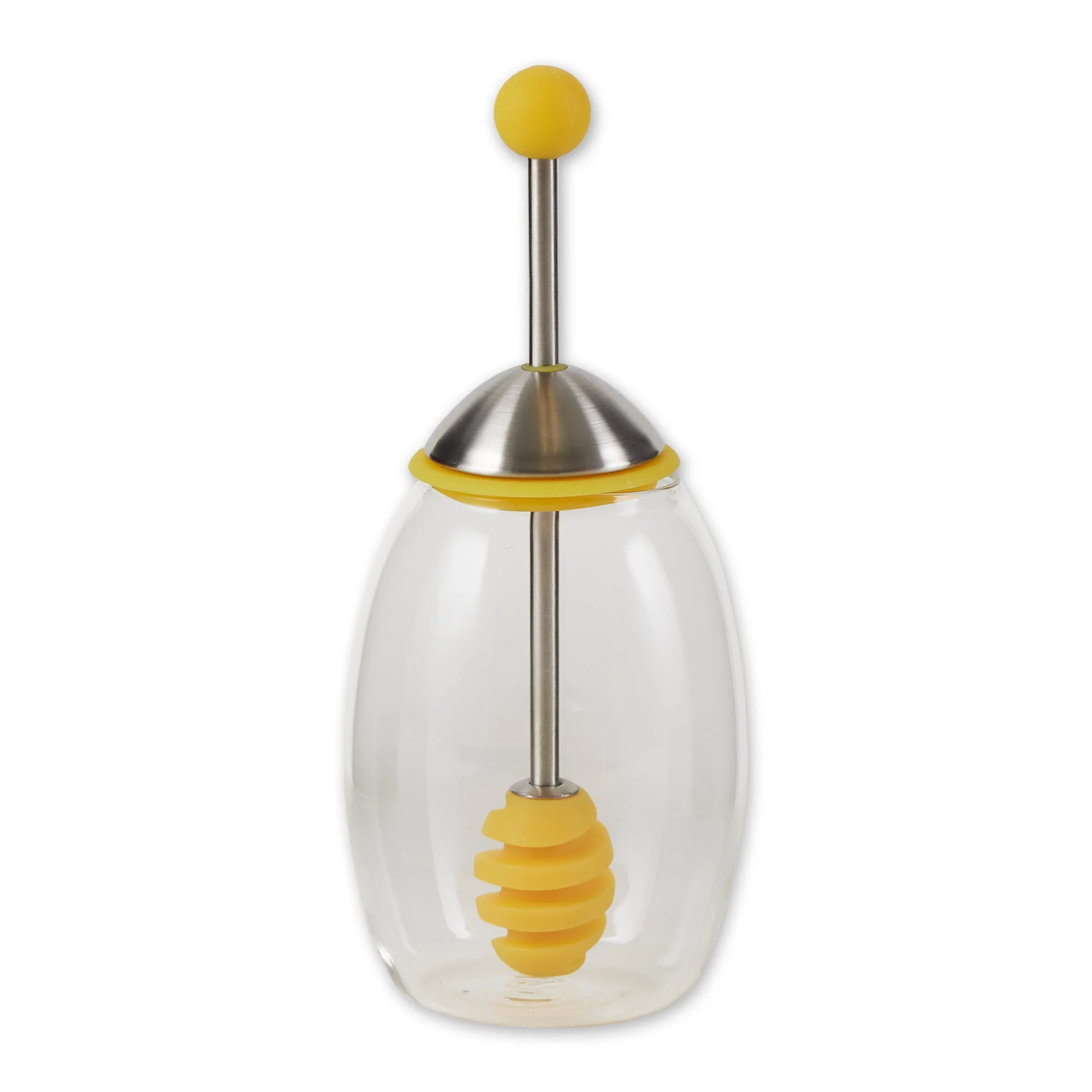 Honey Jar With Silicone Dipper - Yellow