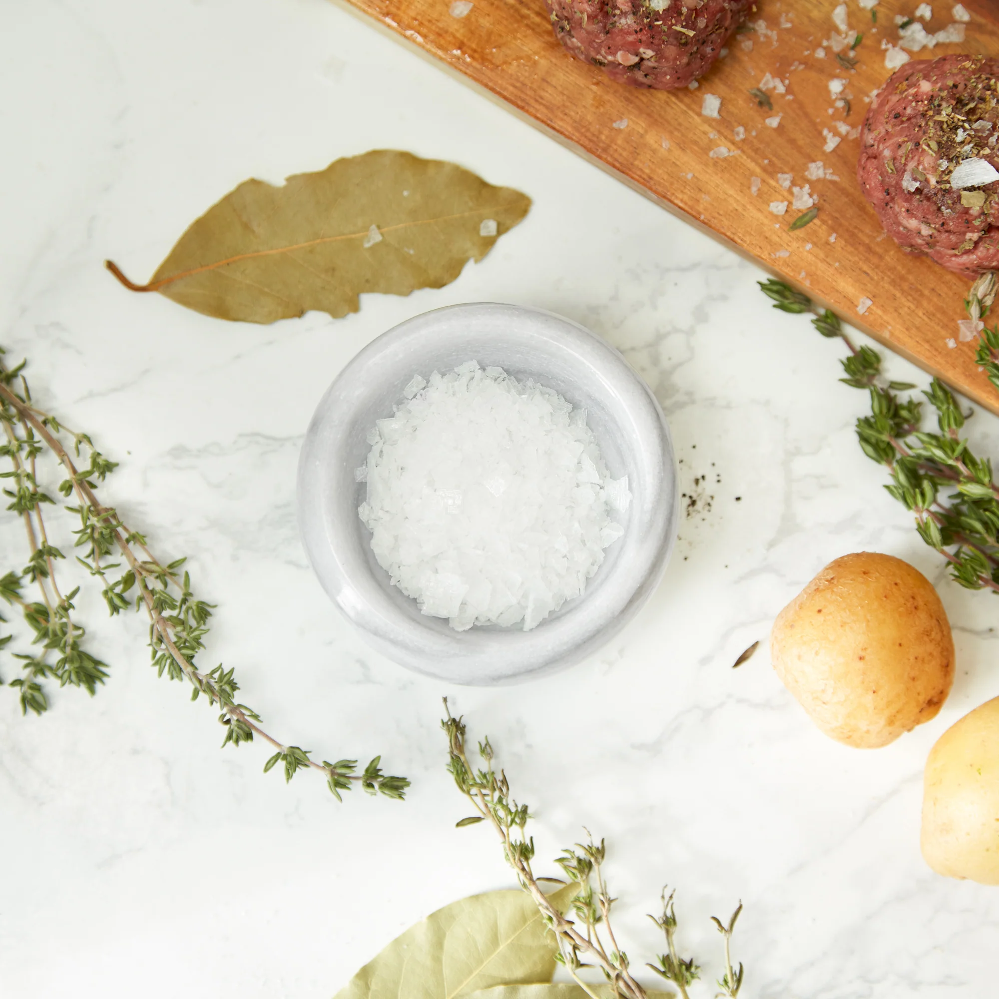 Herb Salt Bowls - White Marble