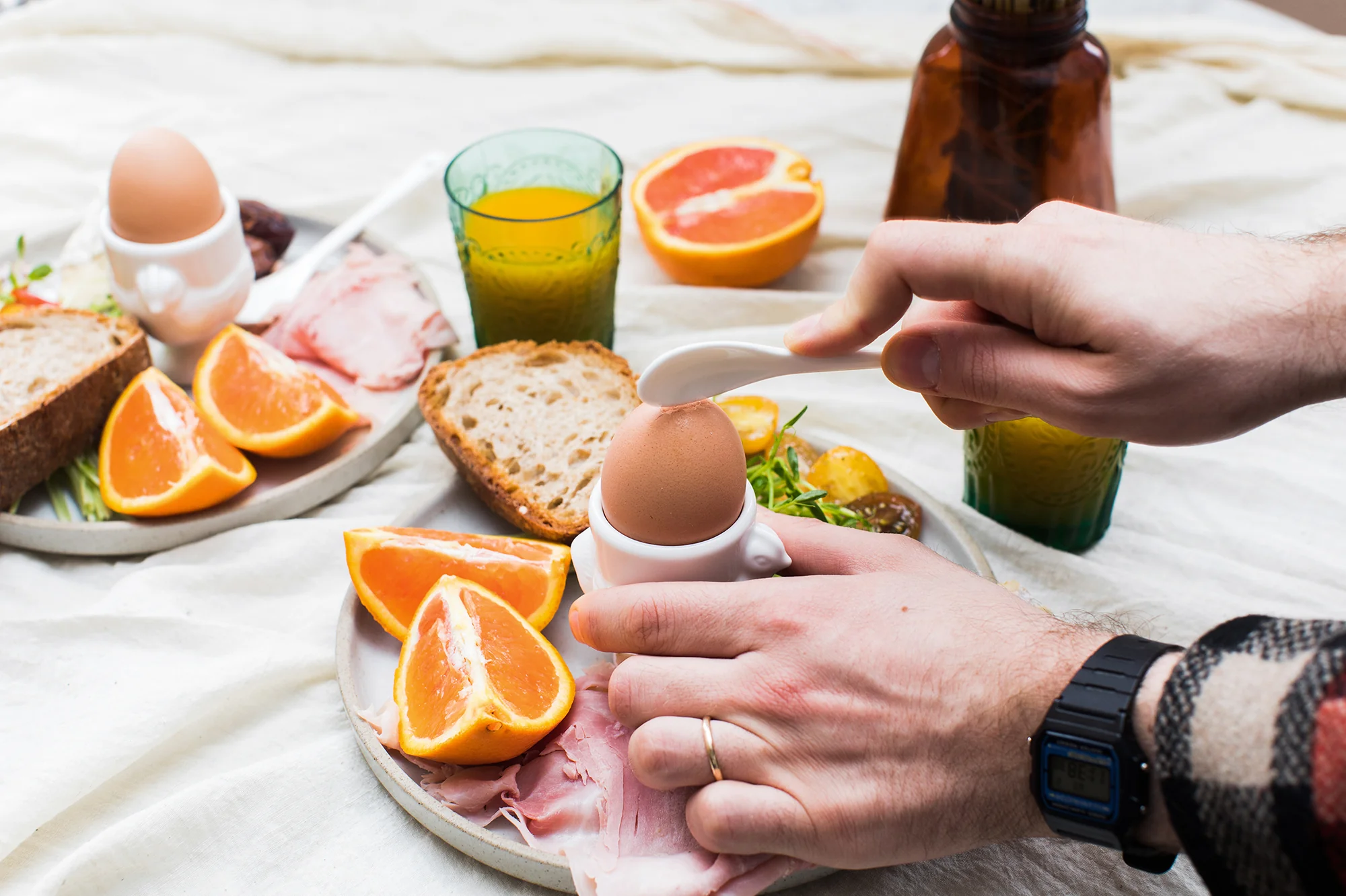 Porcelain Egg Cups  & Spoons - Set Of 8 (4C + 4Sp)