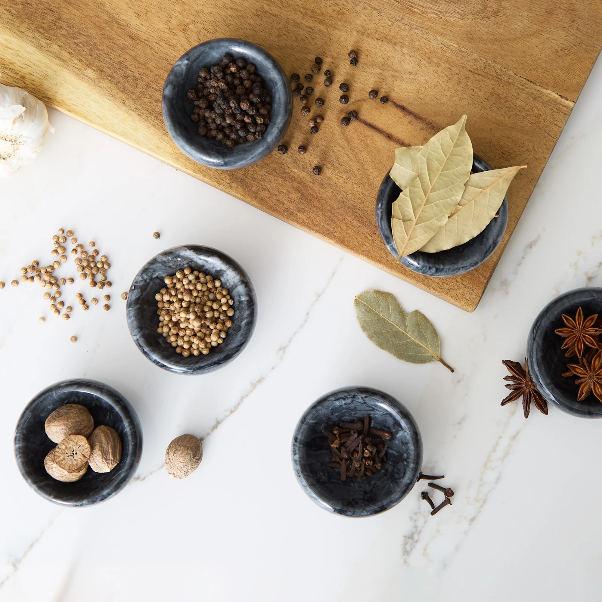 Herb Salt Bowls - Black Marble