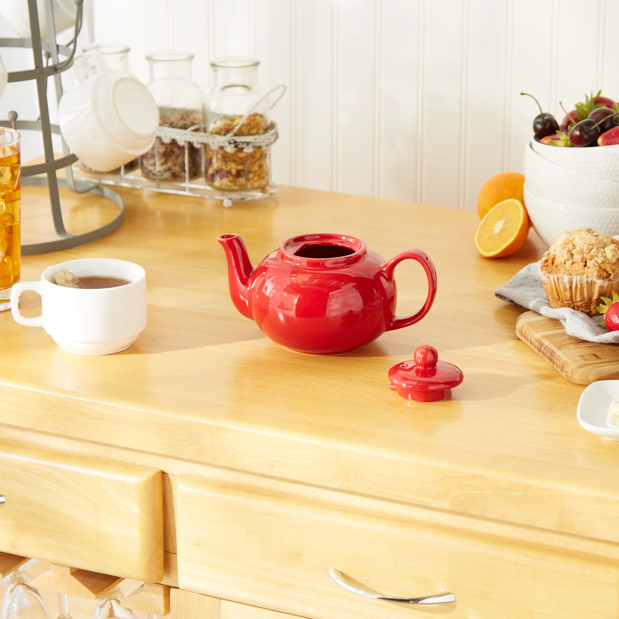 16Oz Stoneware Teapot - Red